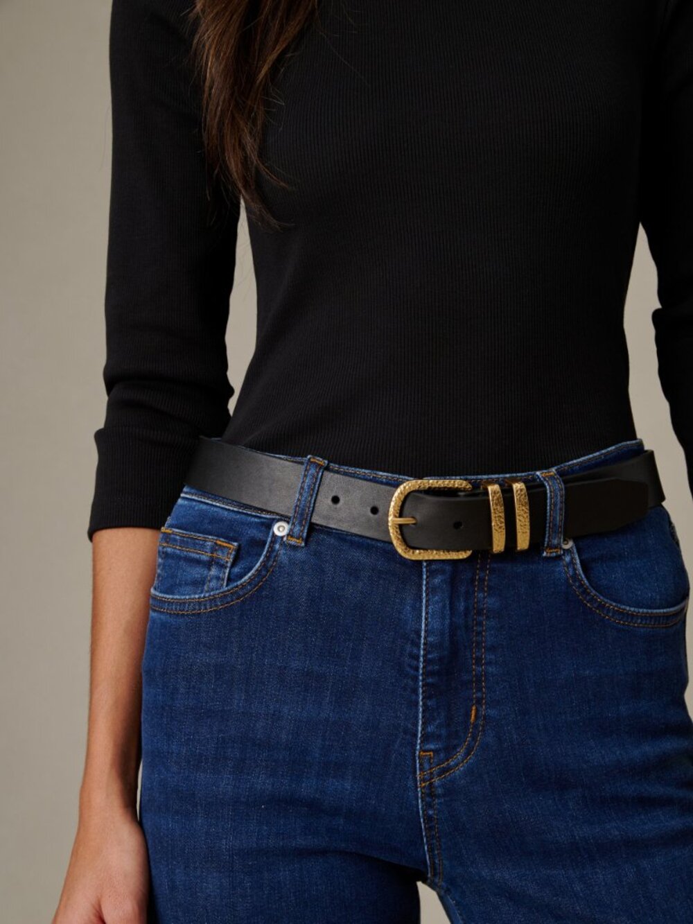 J McLaughlin Kendall Leather Belt - Black NEW - Picture 2 of 3